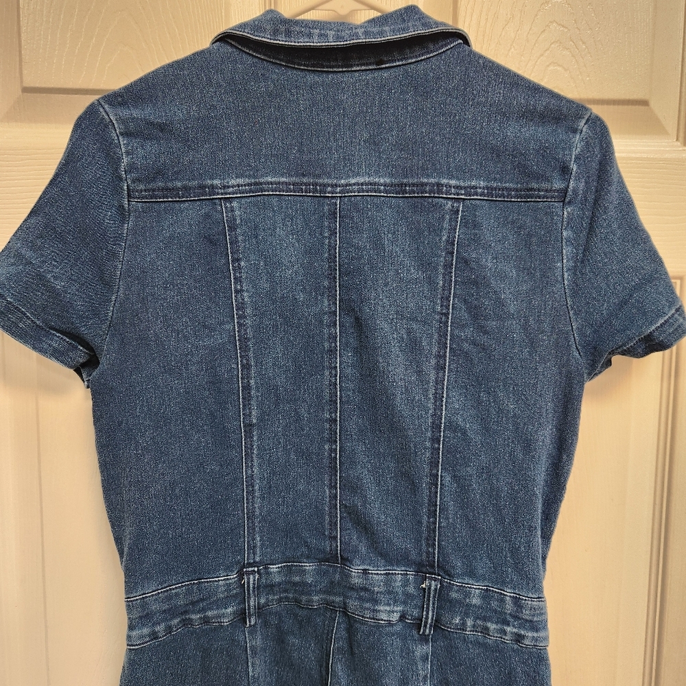 Haute Monde Blue Denim Jumpsuit with Front Zipper - Picture 6 of 9